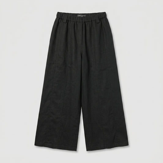 Black Wide Leg Linen Trousers