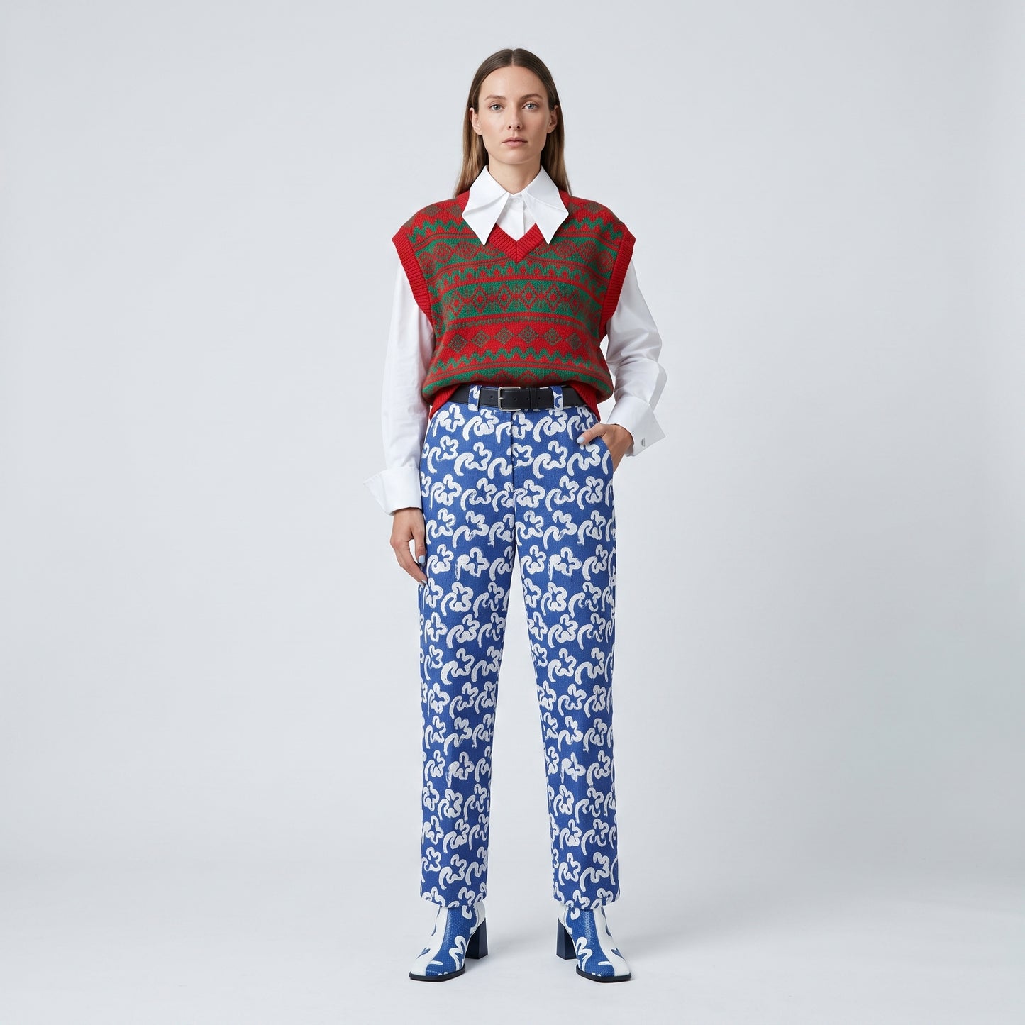 Floral Print Tailored Trousers