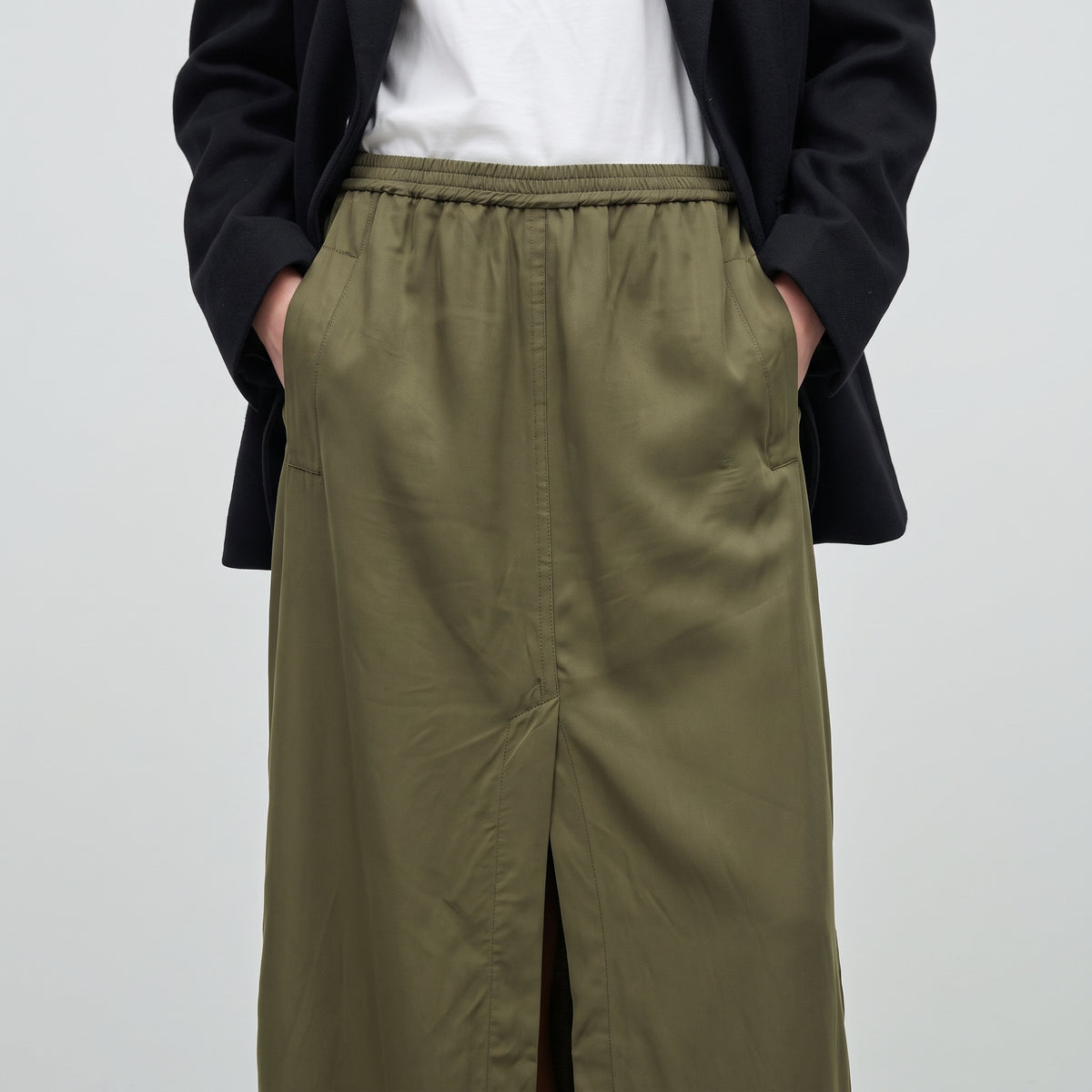 Olive Green Fluid Culotte Pants