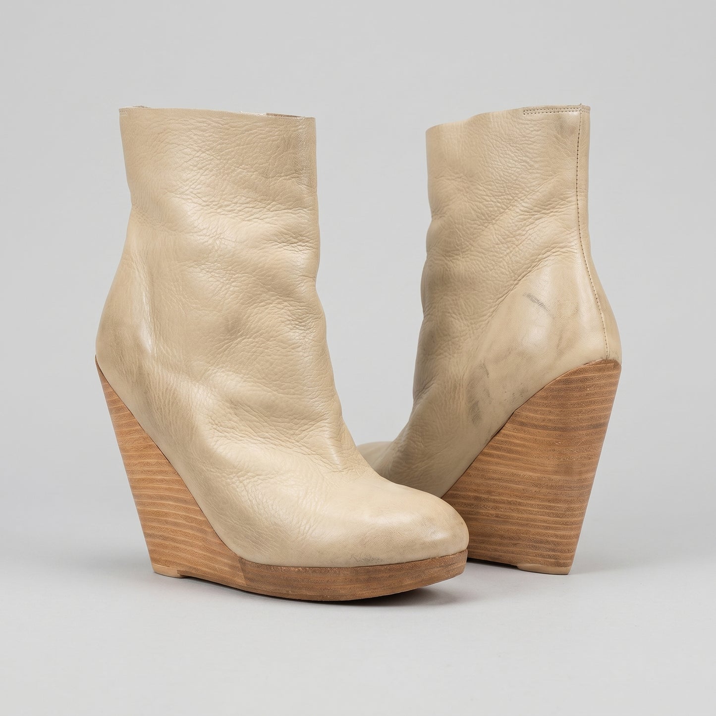 Leather Wedge Mid-Calf Boots