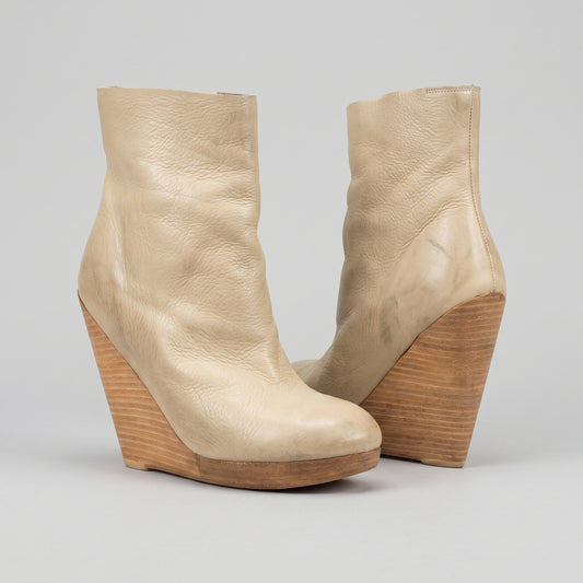 Leather Wedge Mid-Calf Boots