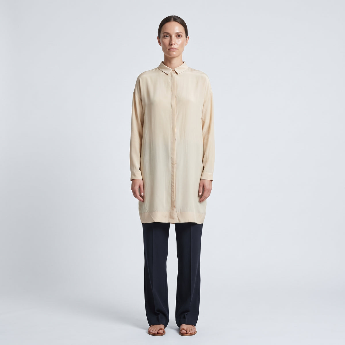 Minimalist Silk Shirt Dress