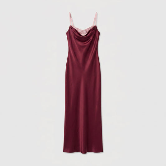 Satin Cowl Neck Midi Dress