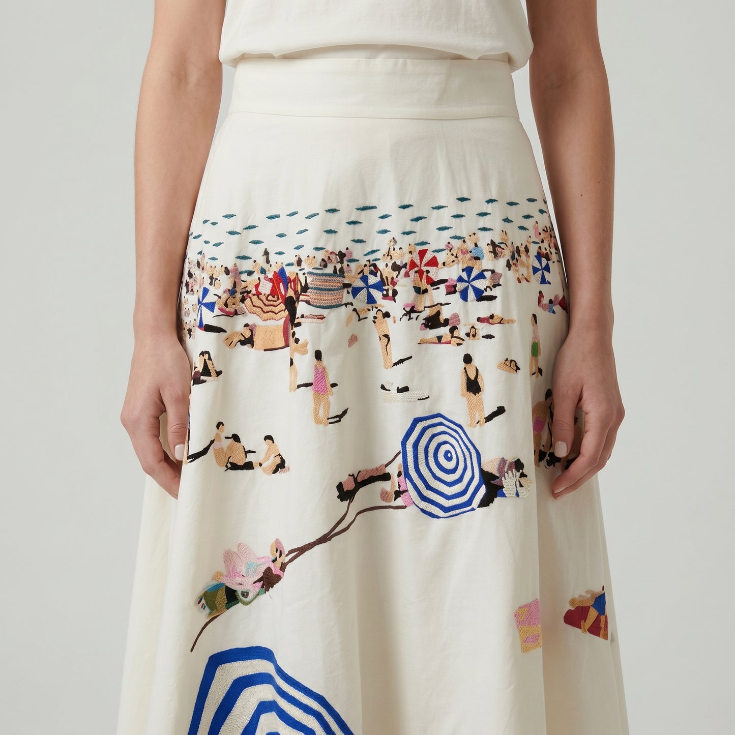 Illustrated Coastal A-Line Skirt