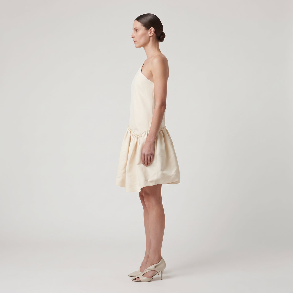 One Shoulder Drop Hem Dress