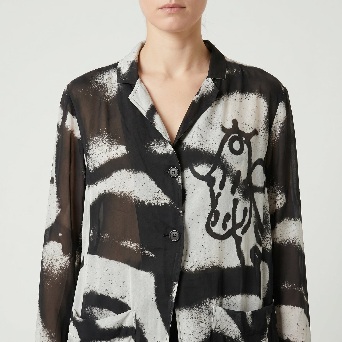 Abstract Graffiti Print Lightweight Blazer