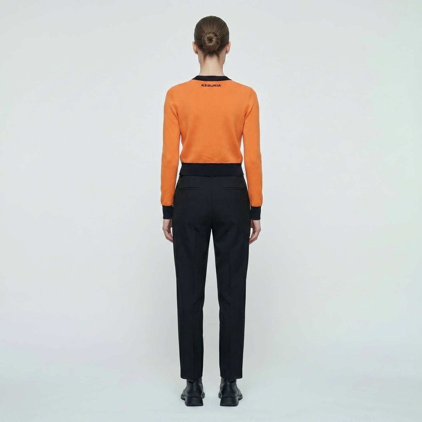 Orange Trompe L'oeil Knit Sweater
