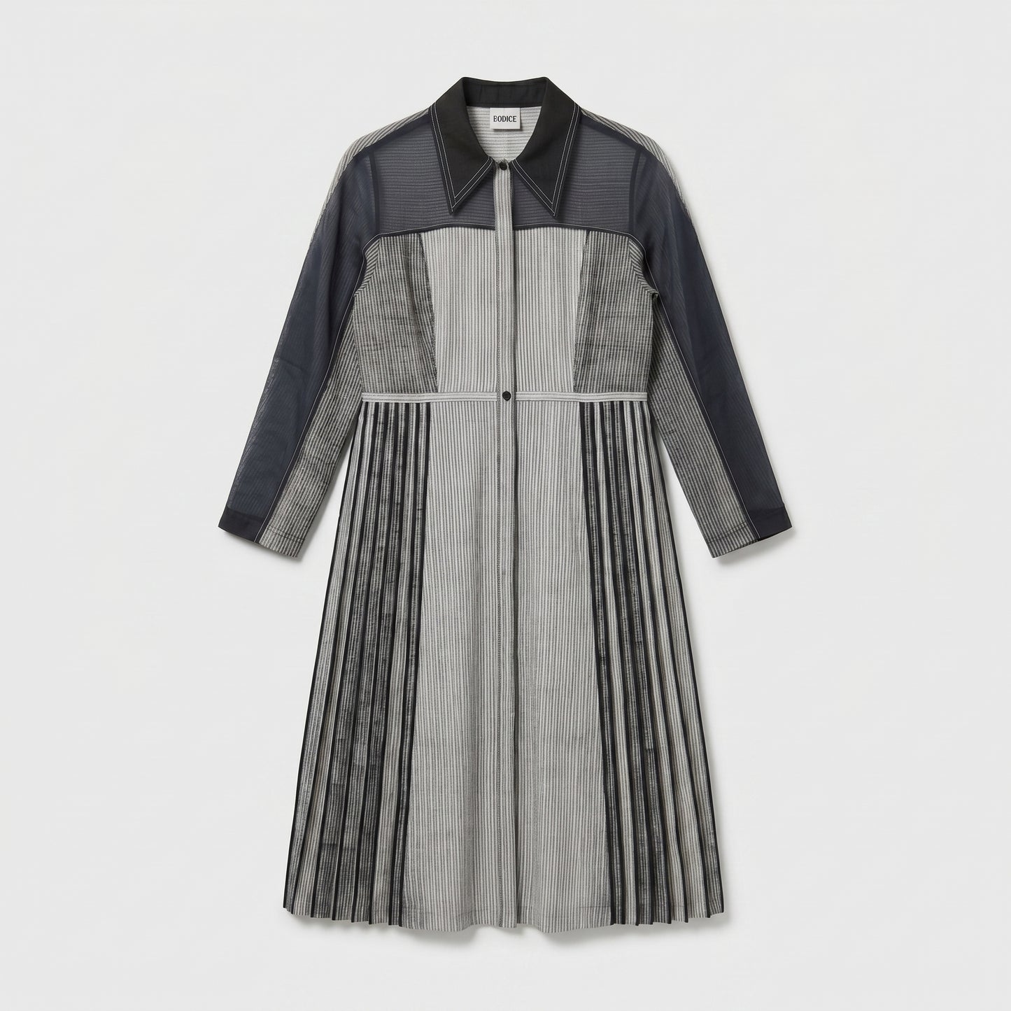 Structured Paneled Midi Shirtdress
