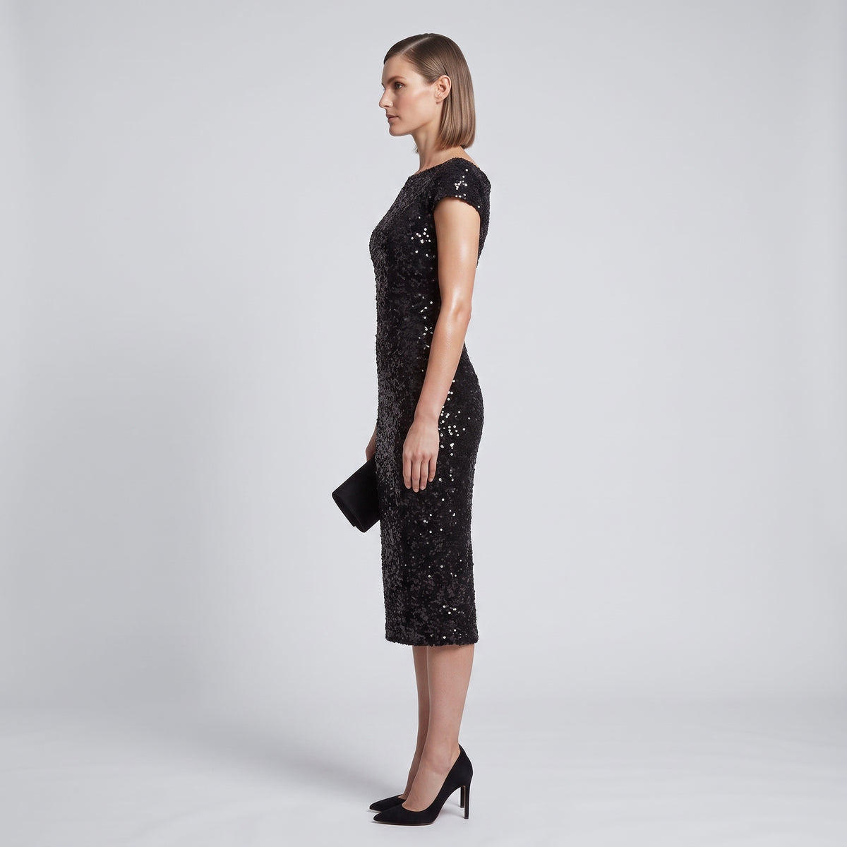 Elegant Black Sequin Cocktail Dress