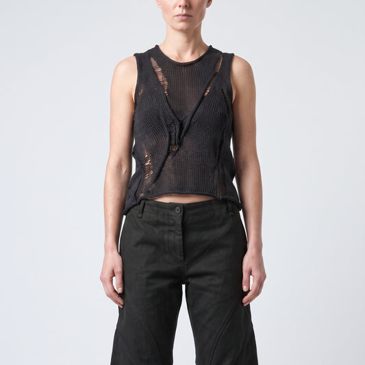 Architectural Black Curved Trousers