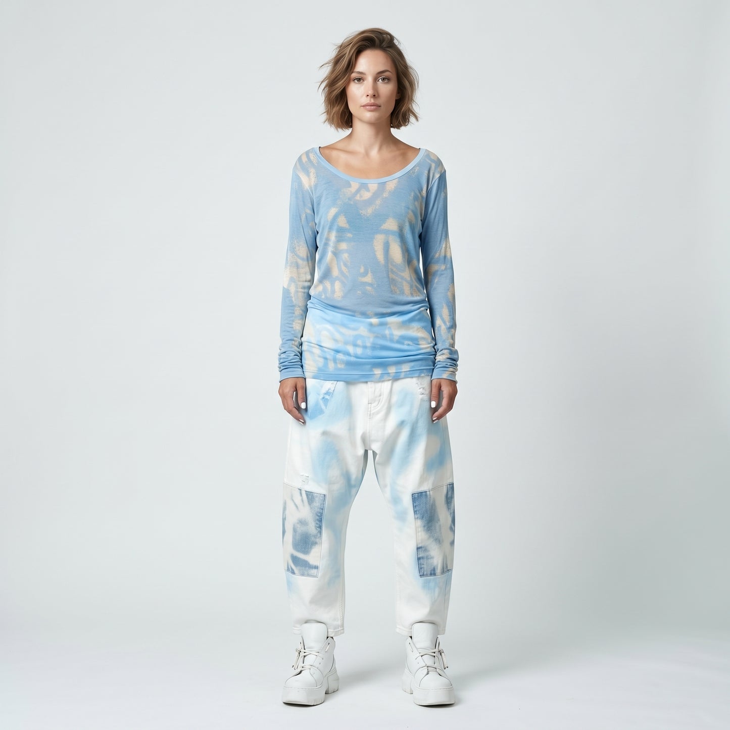 Abstract Print Long Sleeve Top