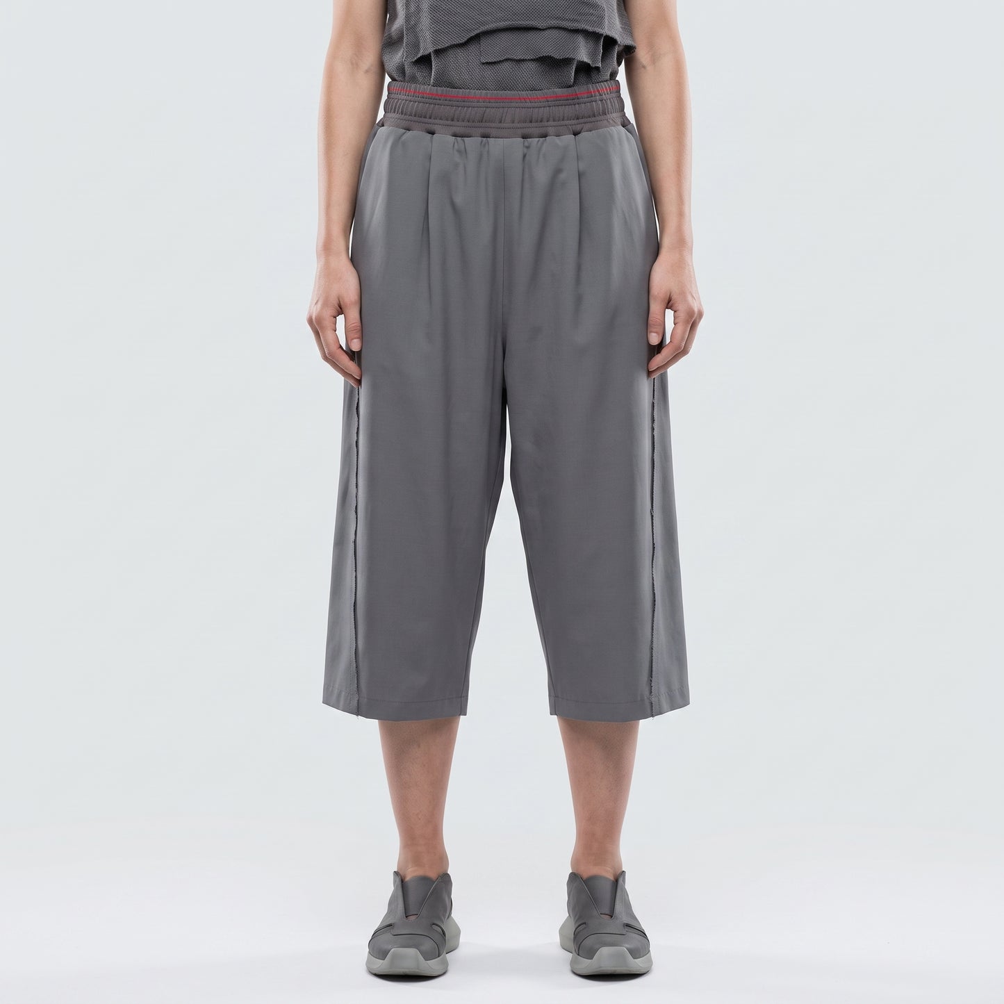 Cropped Wide Leg Jersey Trousers