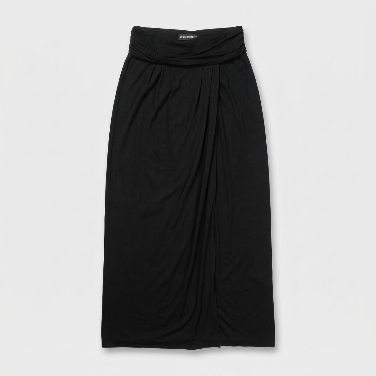 Draped Black Jersey Maxi Skirt