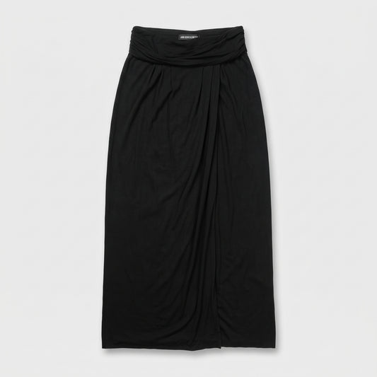 Draped Black Jersey Maxi Skirt