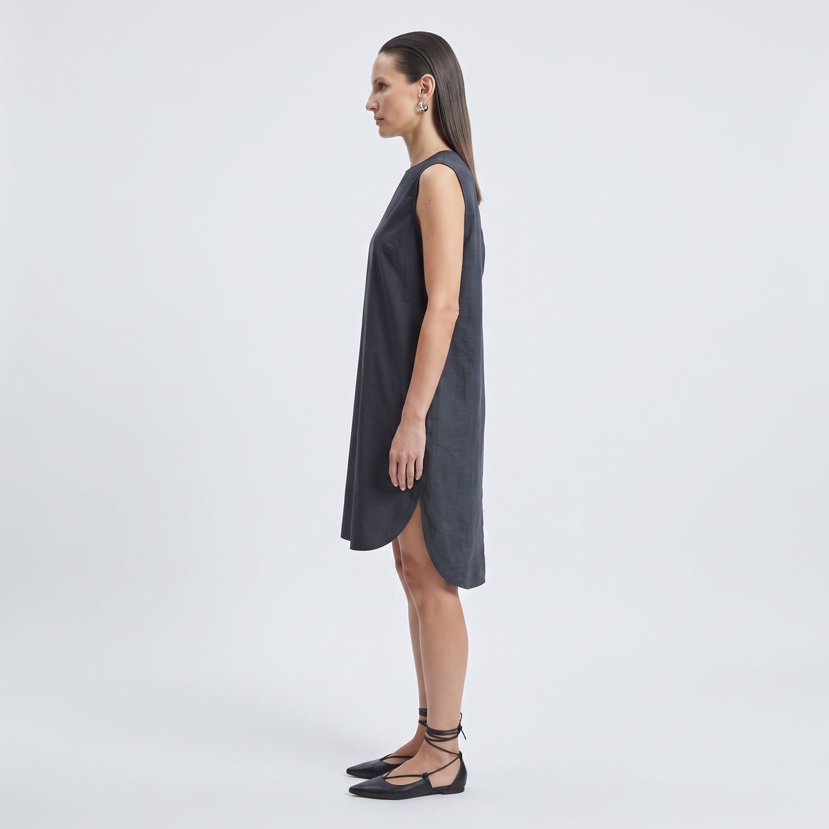 Sleeveless Cotton Side-Slit Top