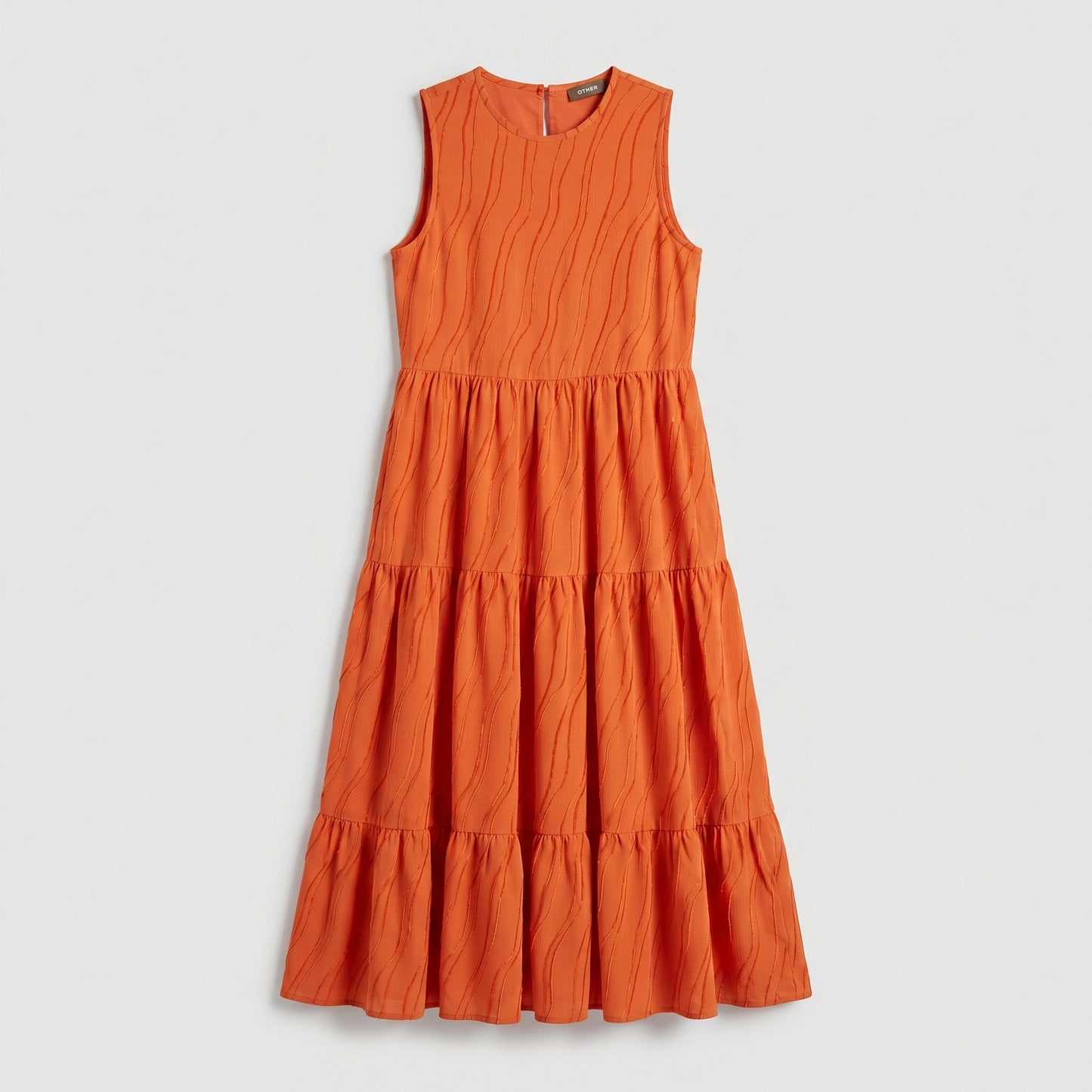 Tiered Orange Sleeveless long Dress