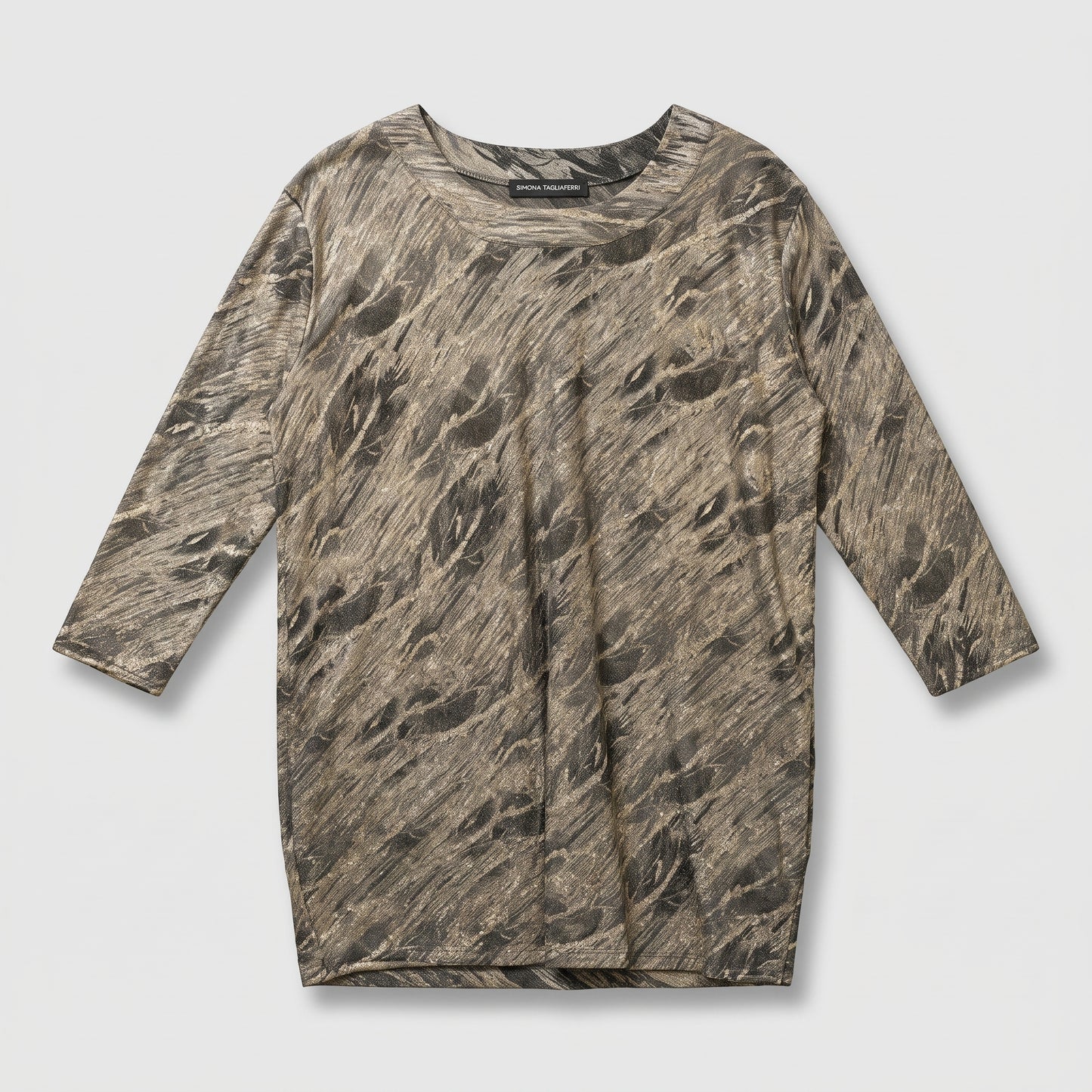 Abstract Print Metallic Jersey Top
