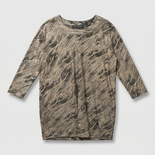 Abstract Print Metallic Jersey Top