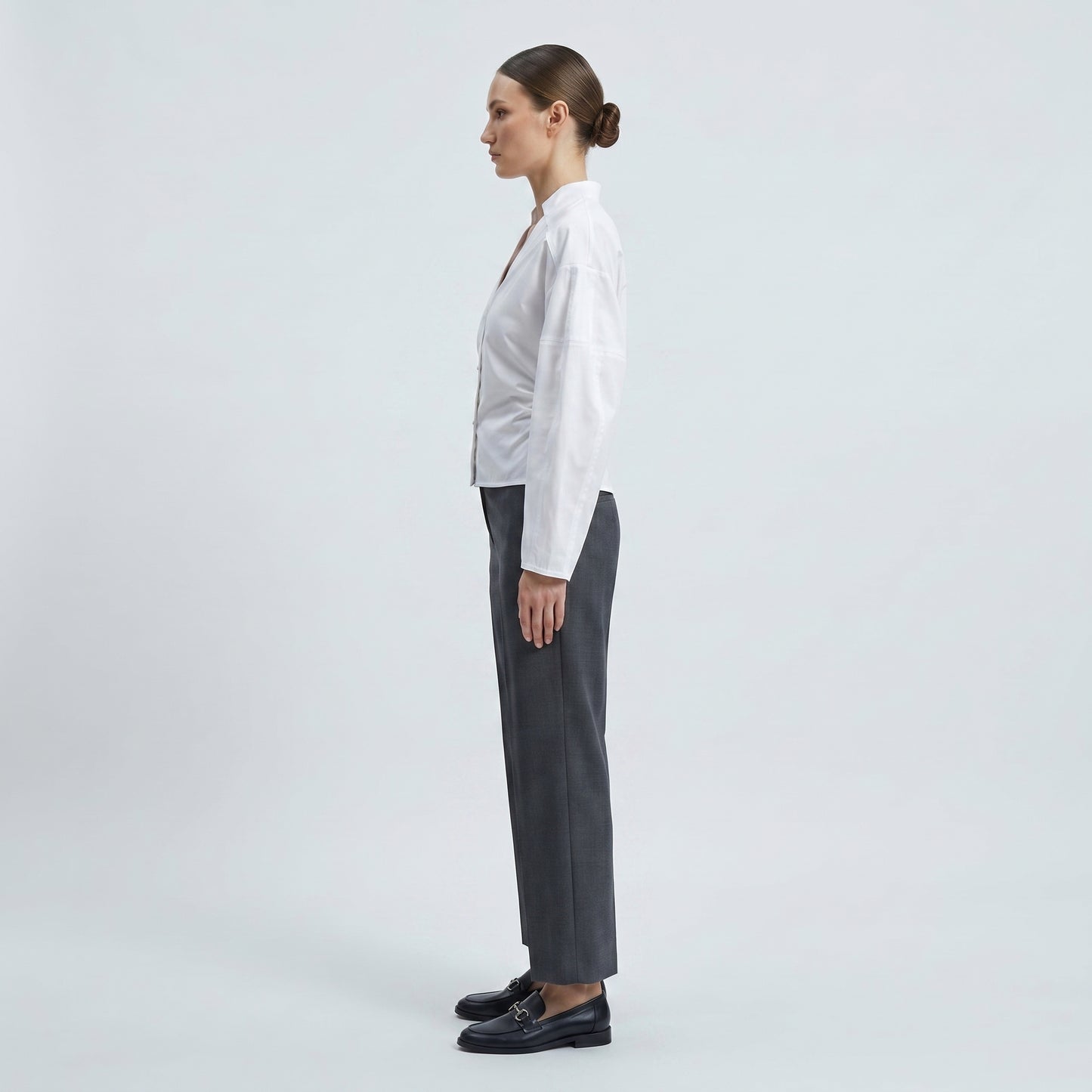 V-Neck Cotton Poplin Shirt