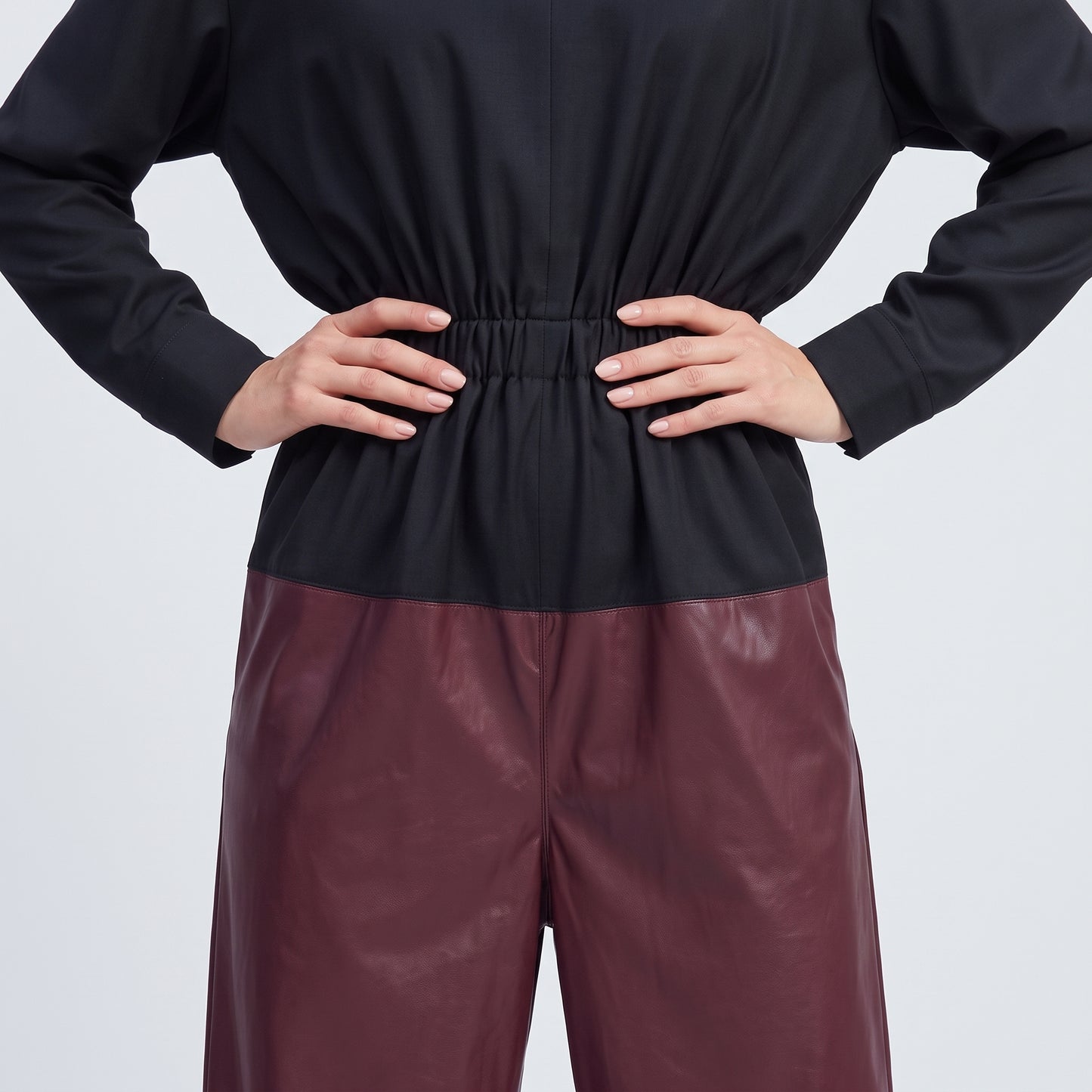 Two-Tone Fitted Waist Jumpsuit