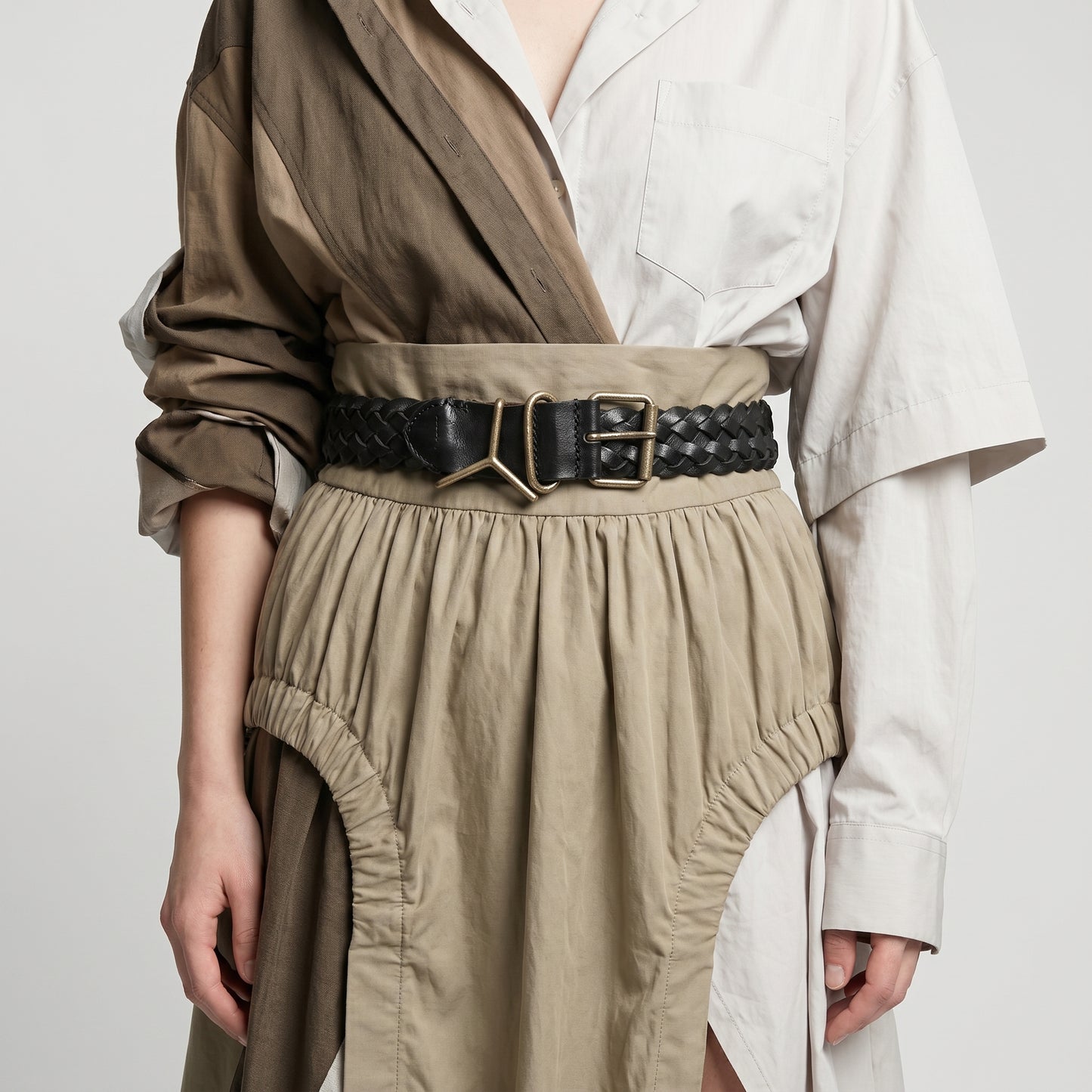 Braided Leather Buckle Belt