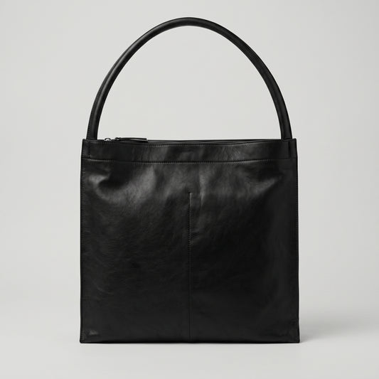 Sleek Black Leather Shoulder Bag
