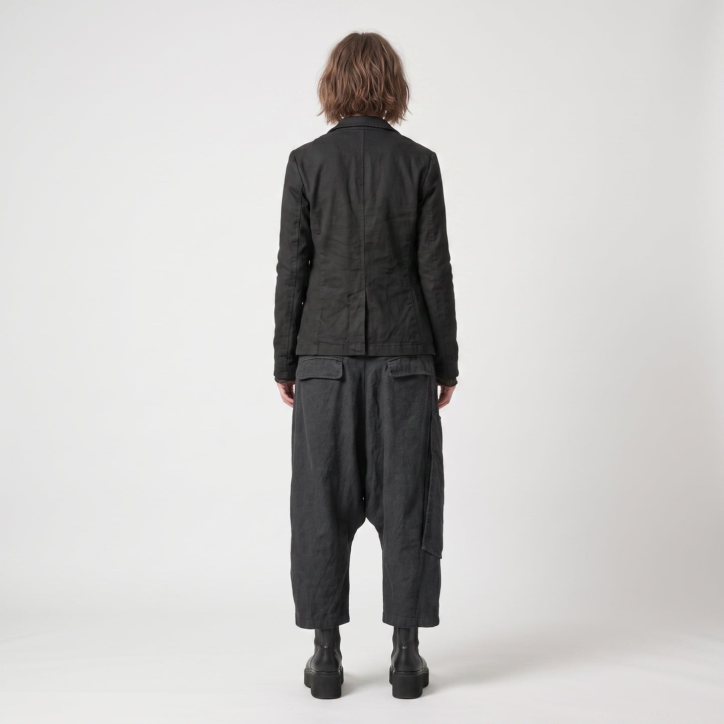 Pleated Drop-Crotch Cargo Trousers