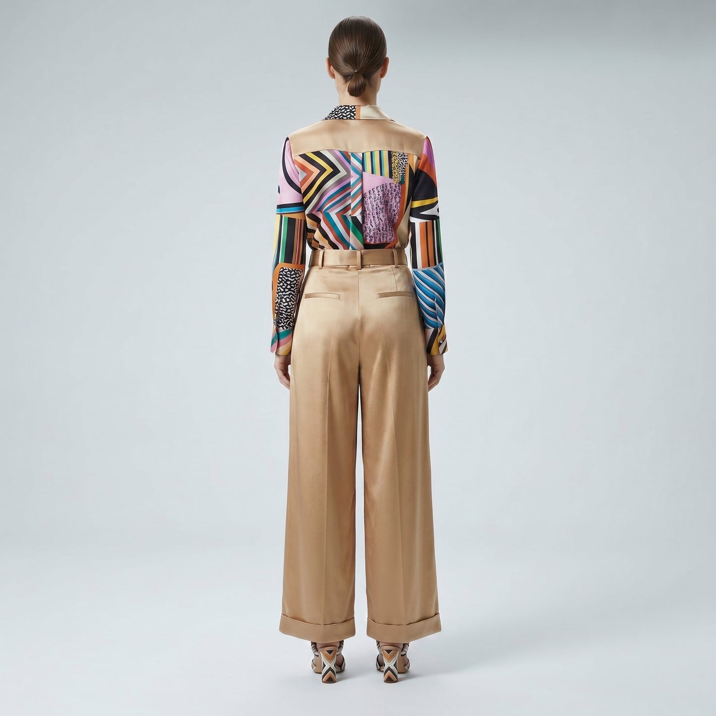 Tailored Satin Belted Trousers