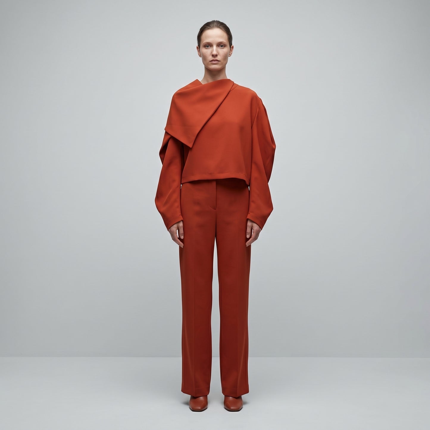 Draped Asymmetric Long Sleeve Top