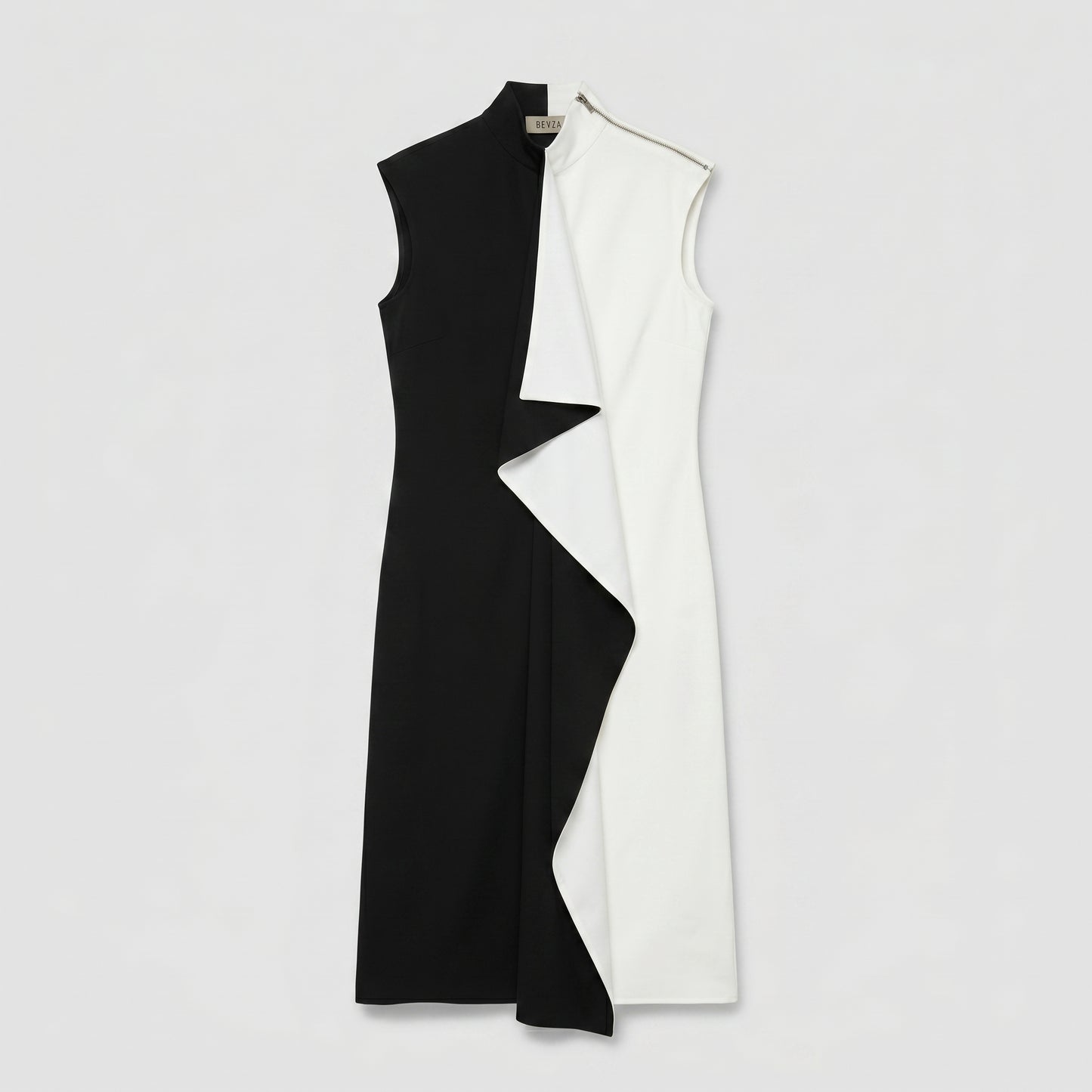 Two-Tone Asymmetric Midi Dress