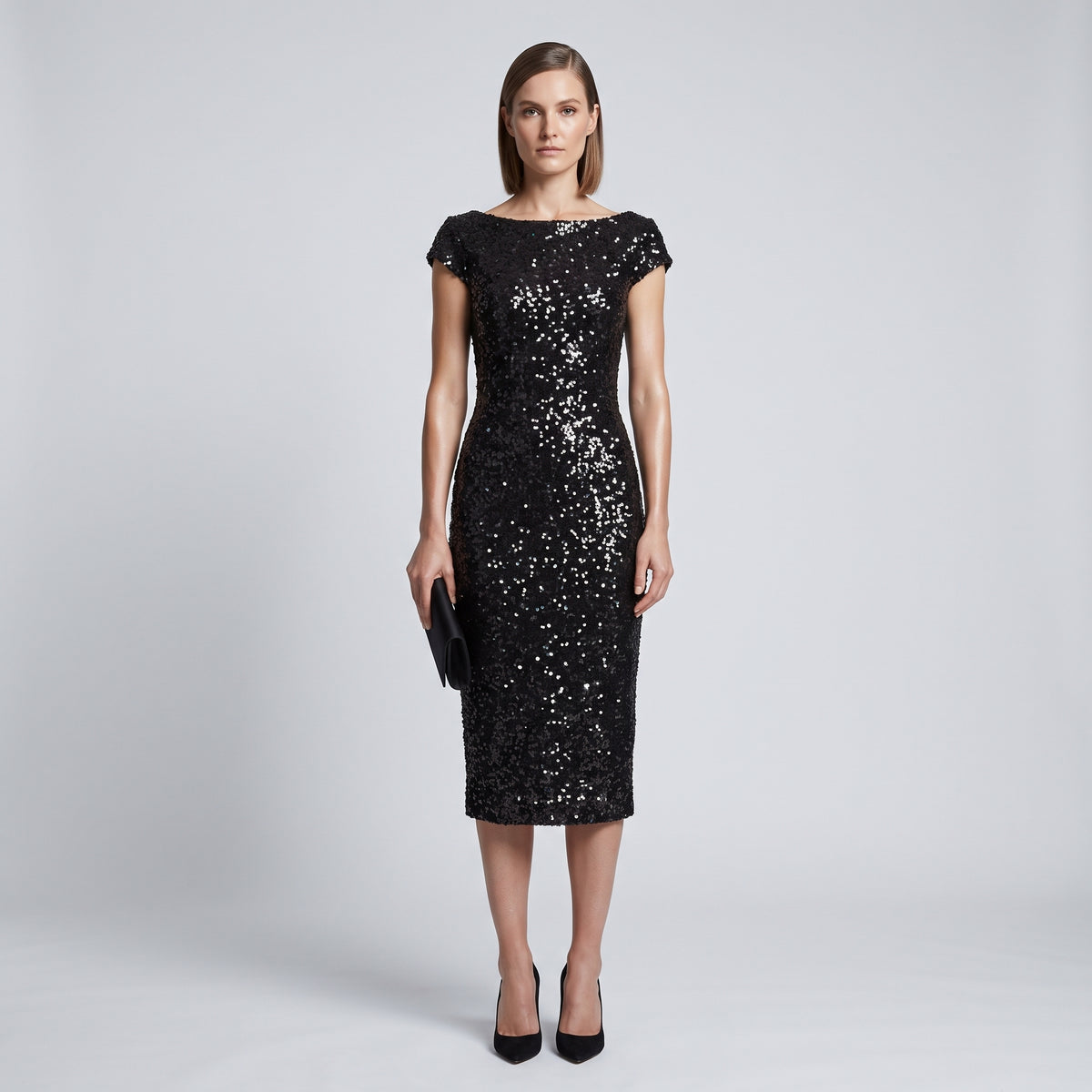 Elegant Black Sequin Cocktail Dress