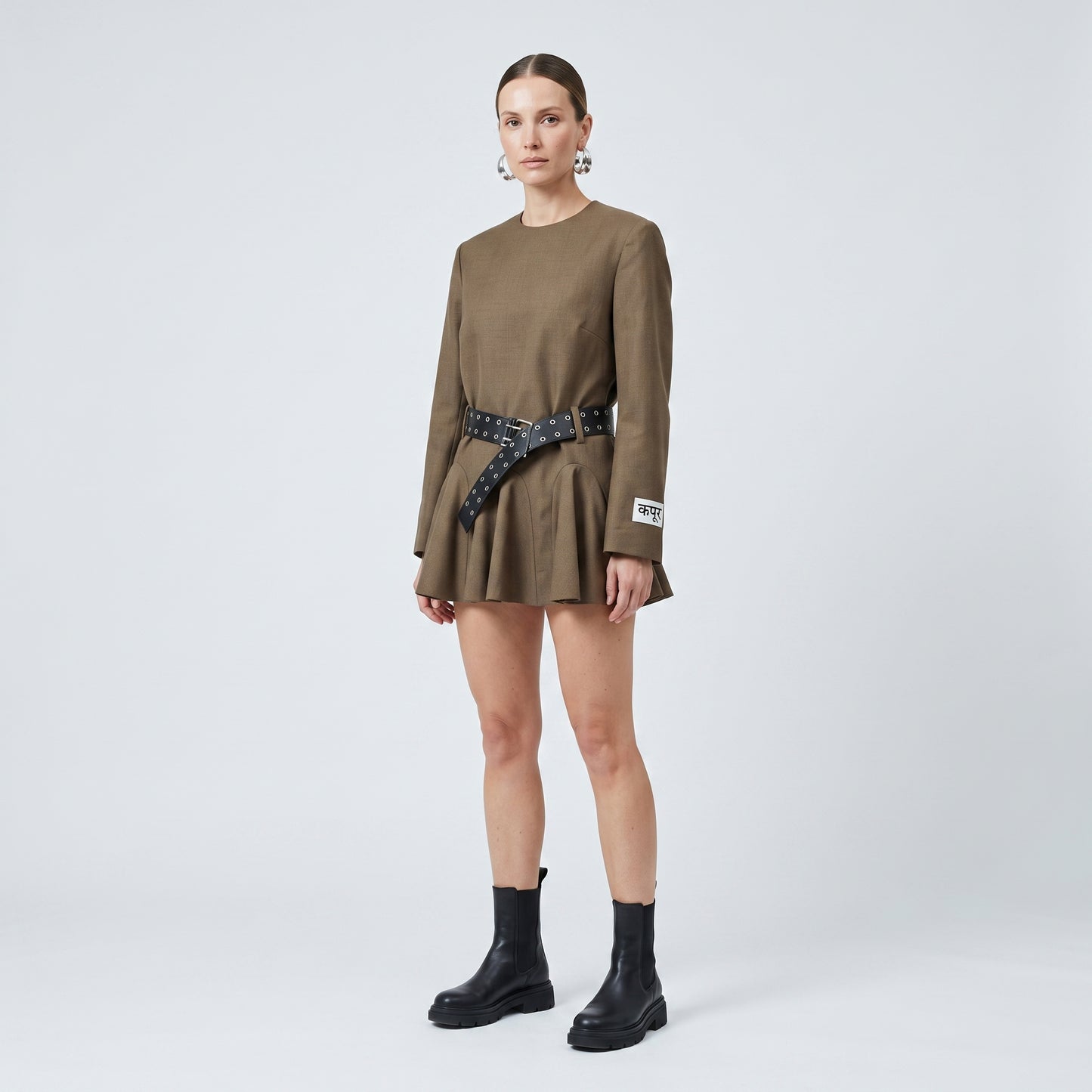 Structured Belted Peplum Top