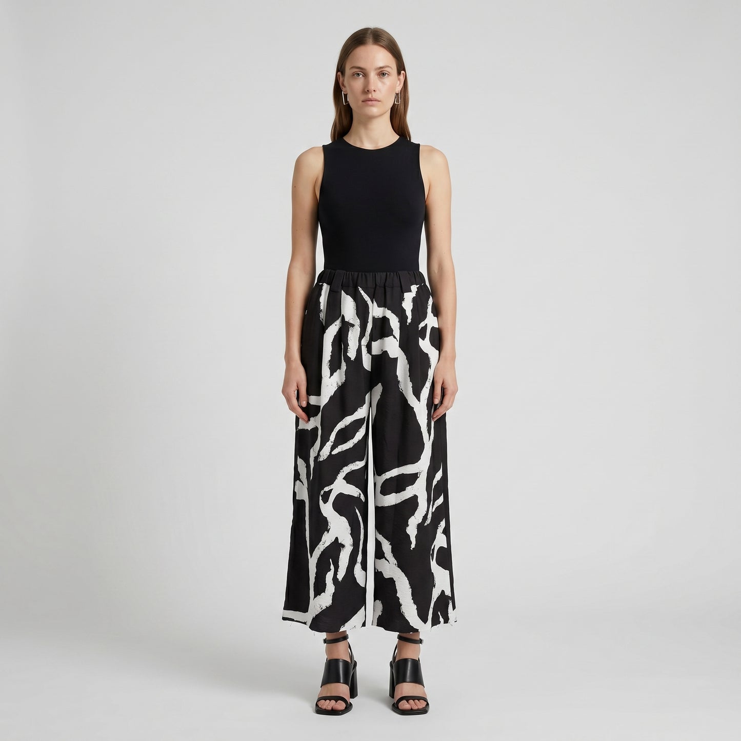 Abstract Print Wide Leg Trousers