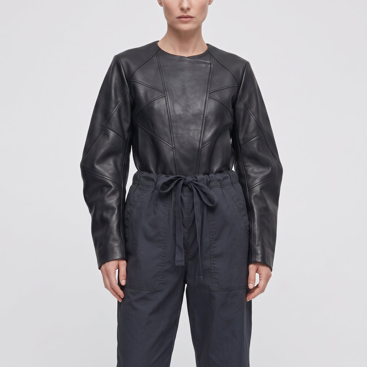 Black Cotton Drawstring Trousers