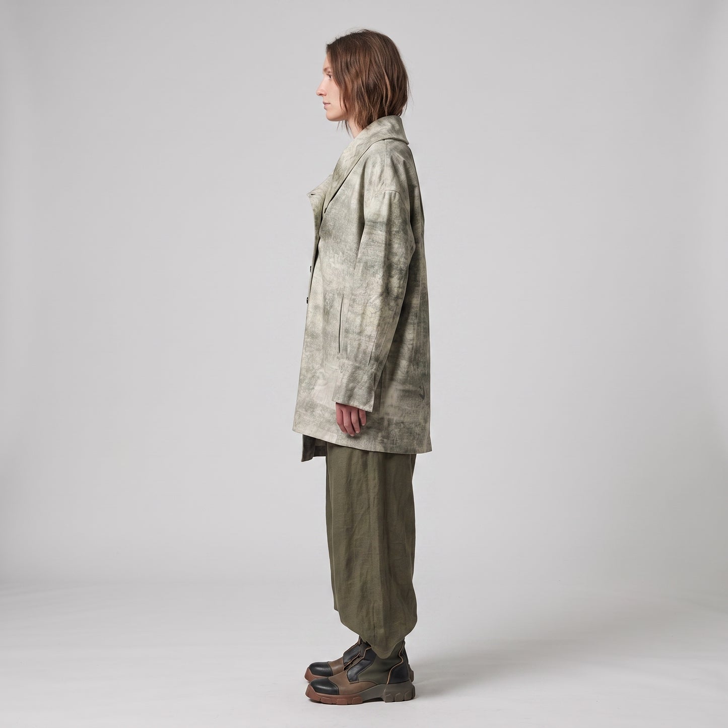 Abstract Print Double-Breasted Jacket