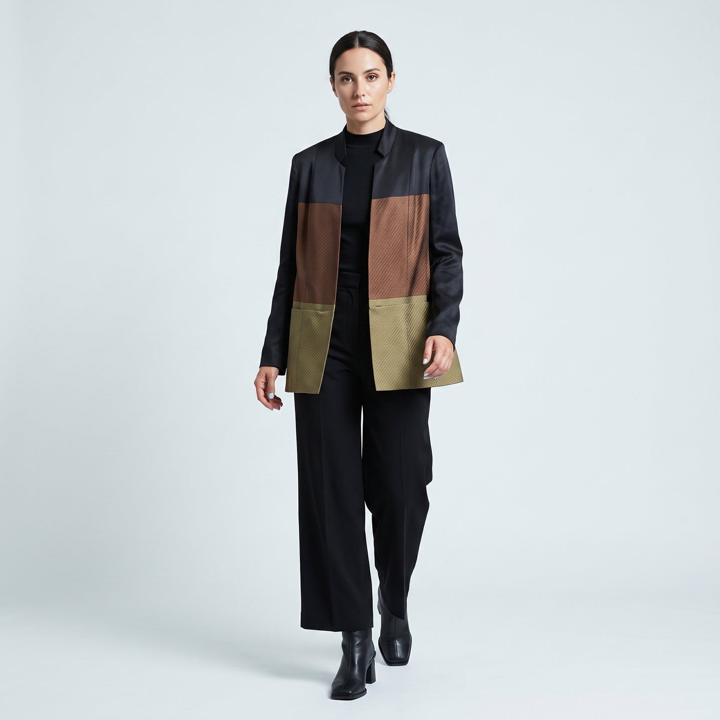 Colorblocked Structured Tailored Jacket