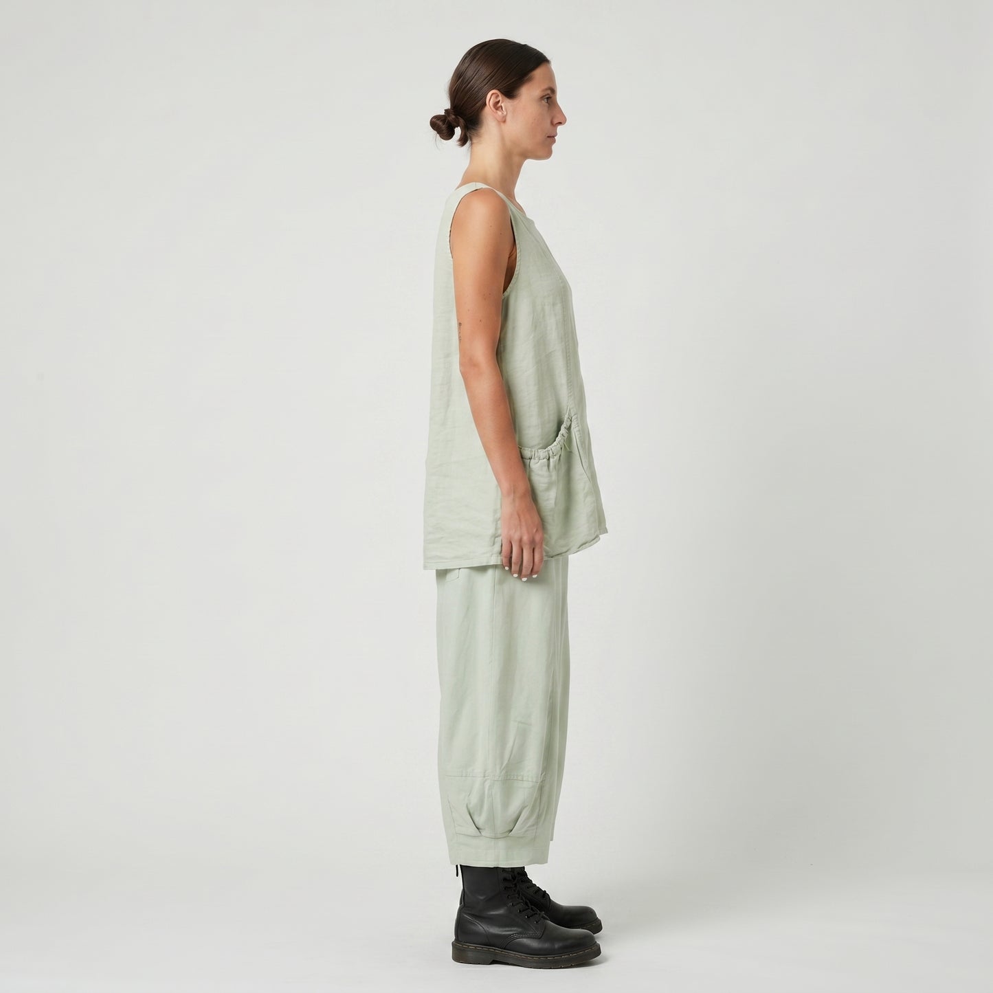Sage Green Linen Tunic Top