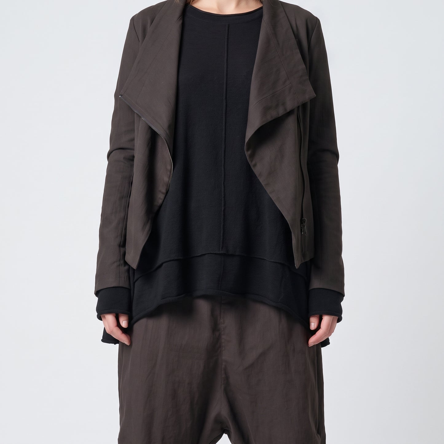 Ruched Black Relaxed Trousers