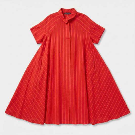 Red Striped Oversized Midi Dress