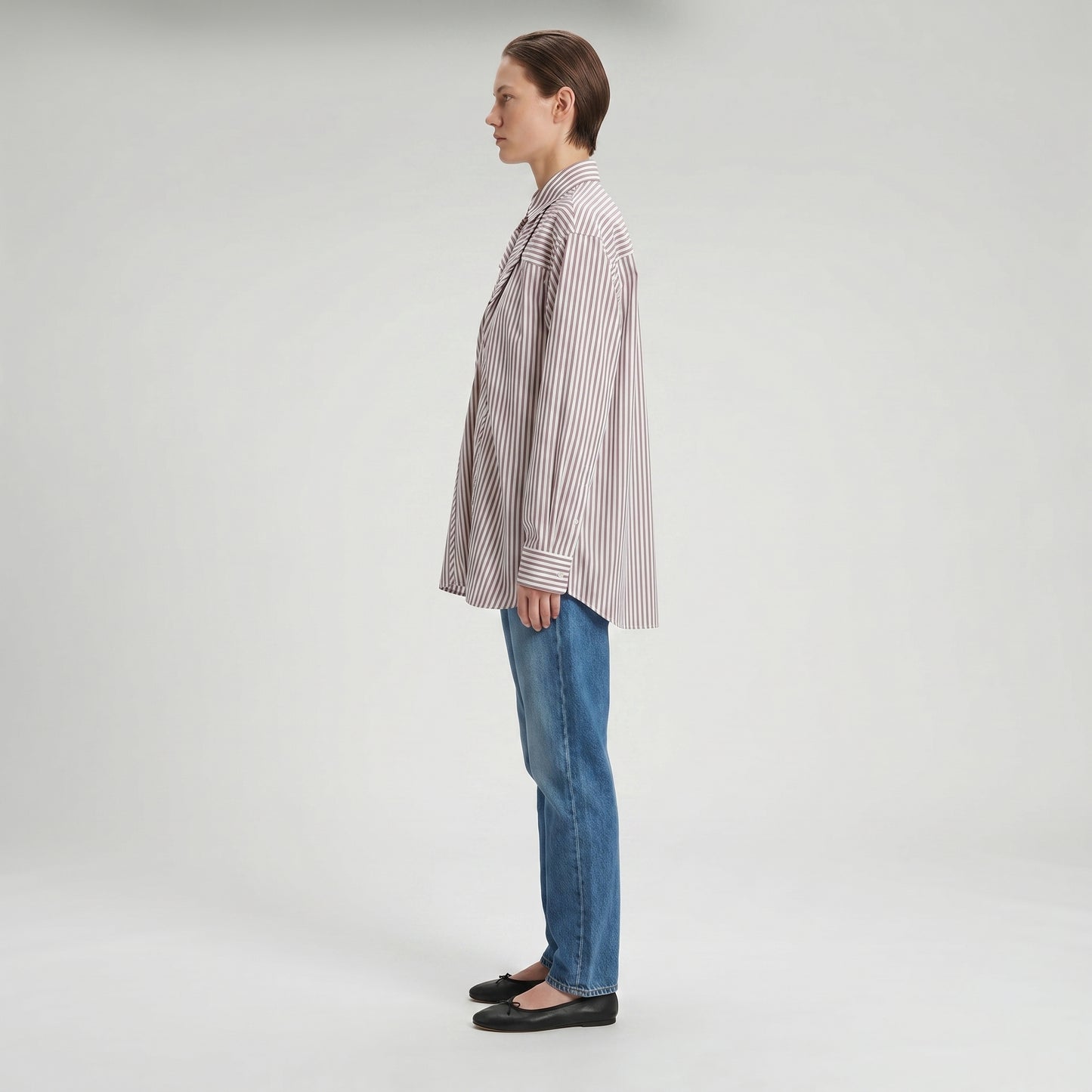 Deconstructed Striped Button-Up Shirt