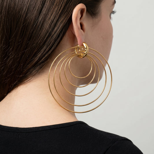 Sculptural Gold Multi-Hoop Earrings