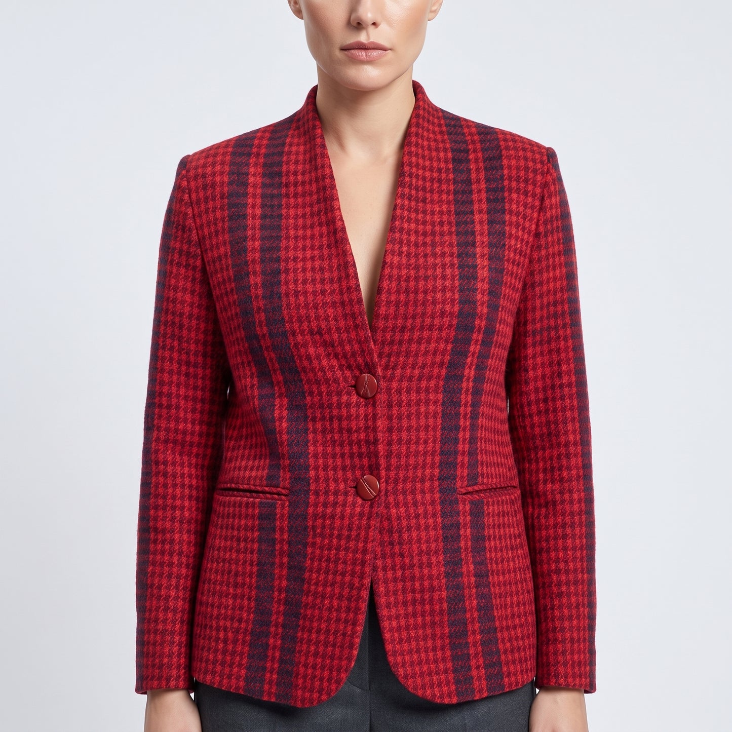 Red Houndstooth Tailored Jacket