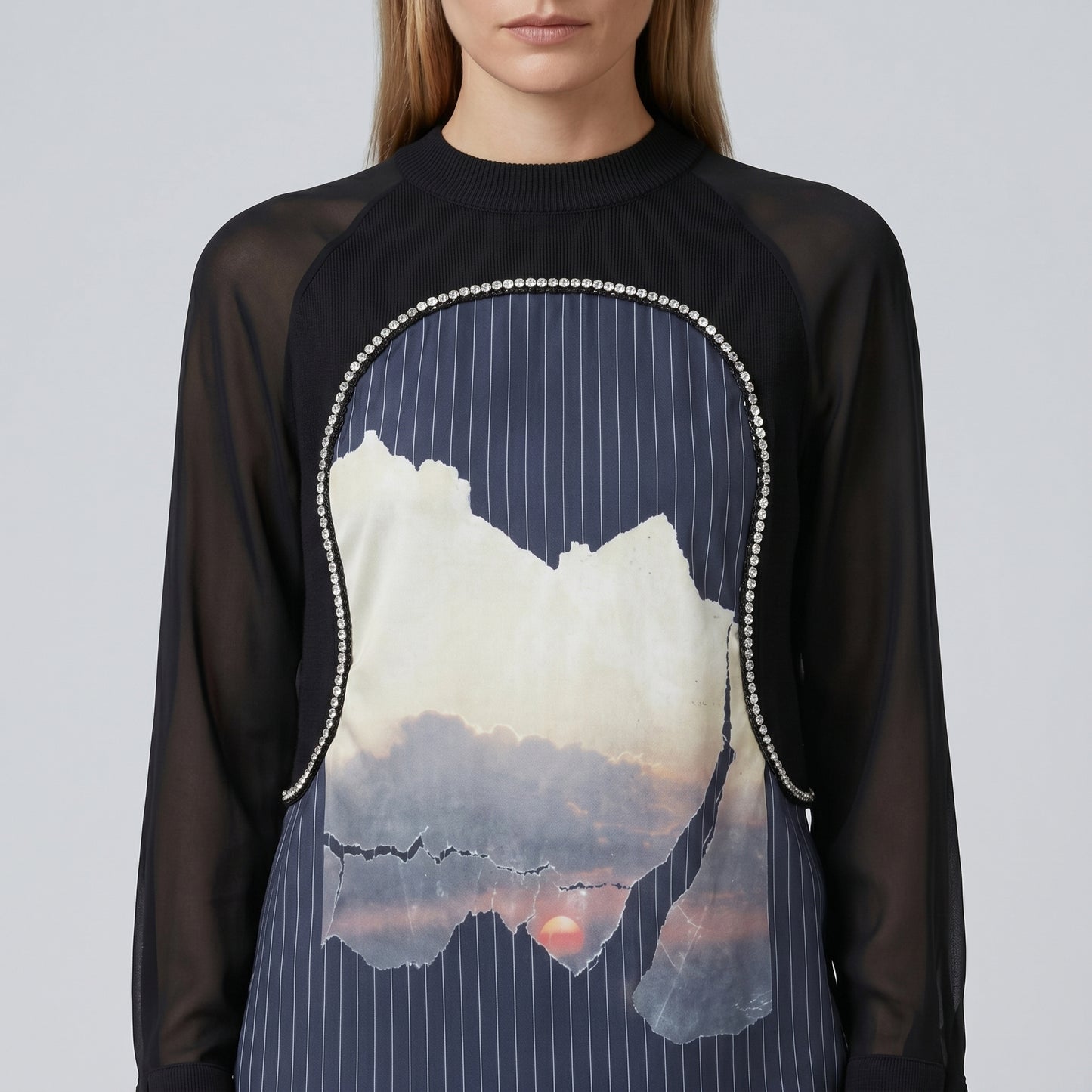 Crystal Embellished Printed Top