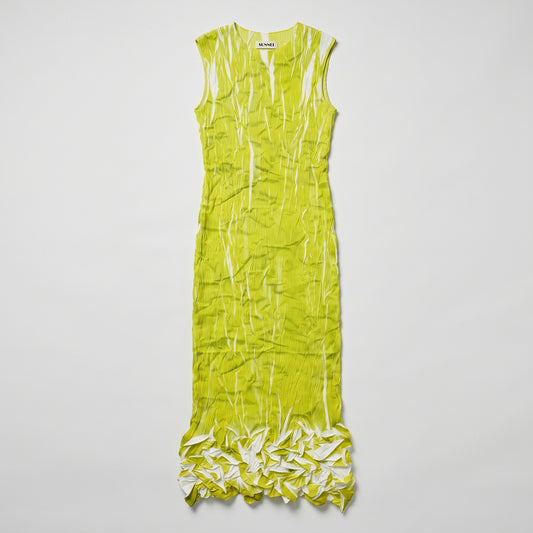 Pleated Textural Midi Dress