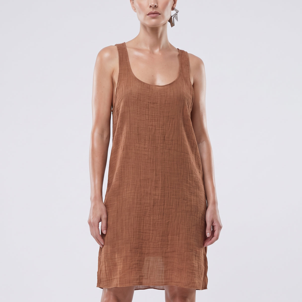 Textured Cotton Racerback Tank Top