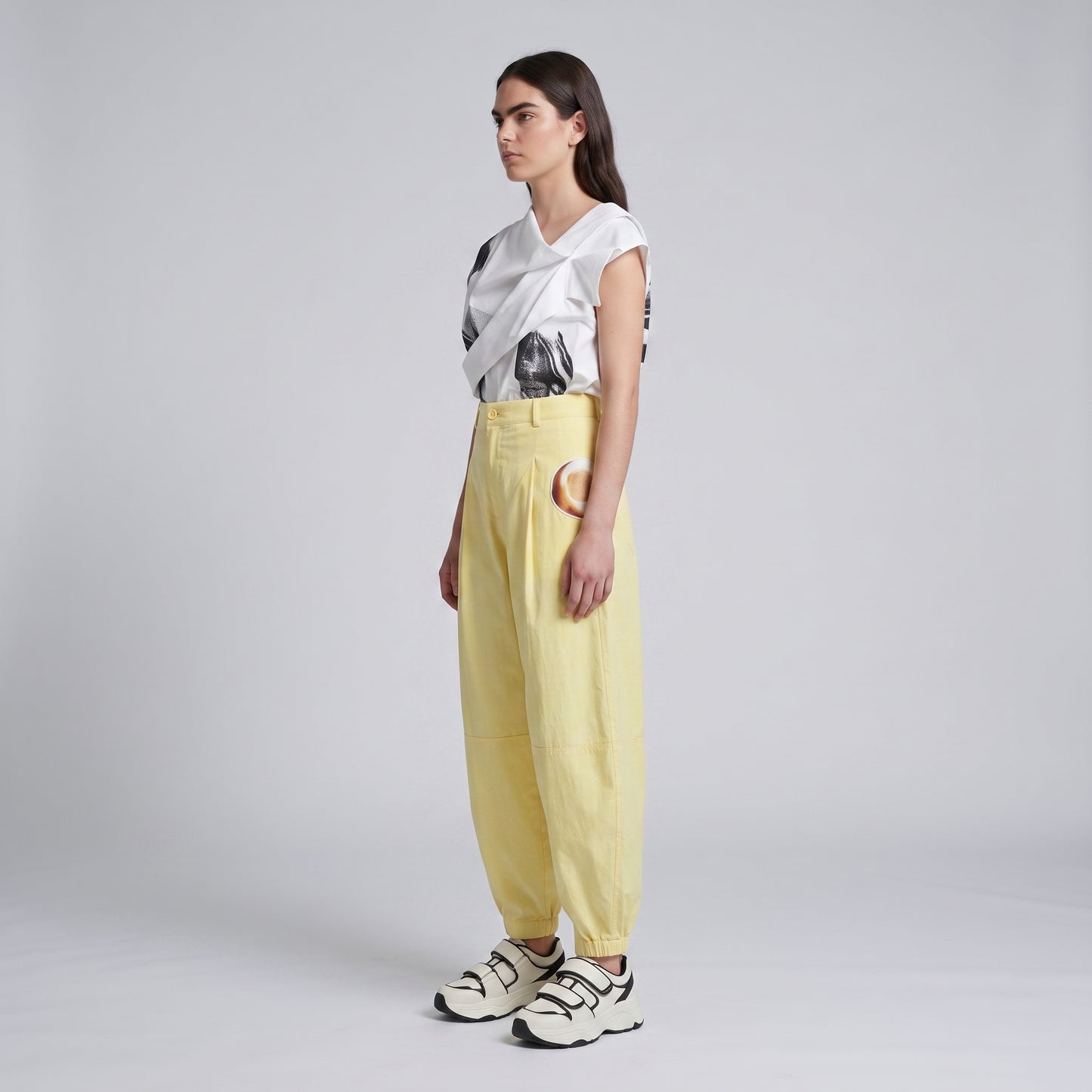 Pleated High-Waist Tapered Trousers