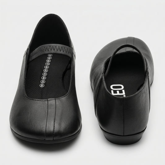 Minimalist Black Leather Ballet Flats