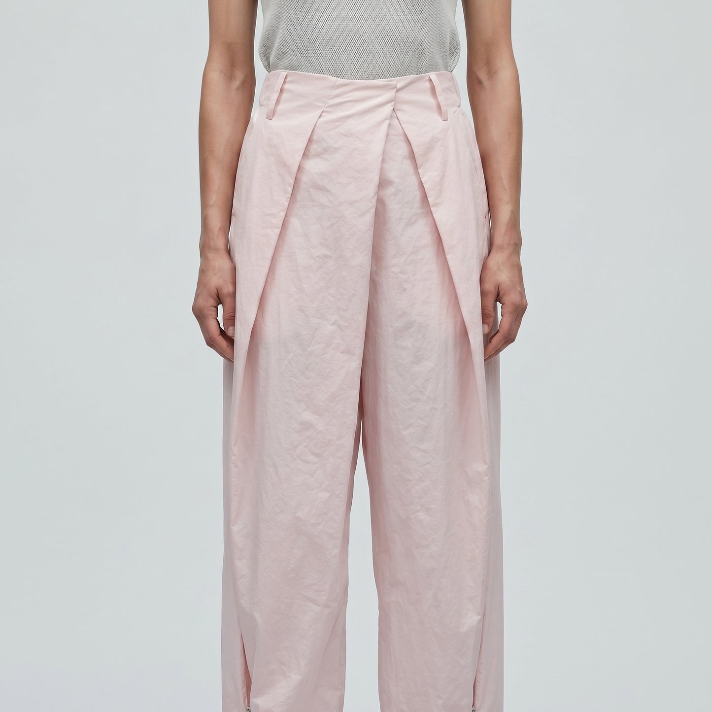 Pleated Pink Cropped Trousers
