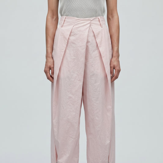 Pleated Pink Cropped Trousers