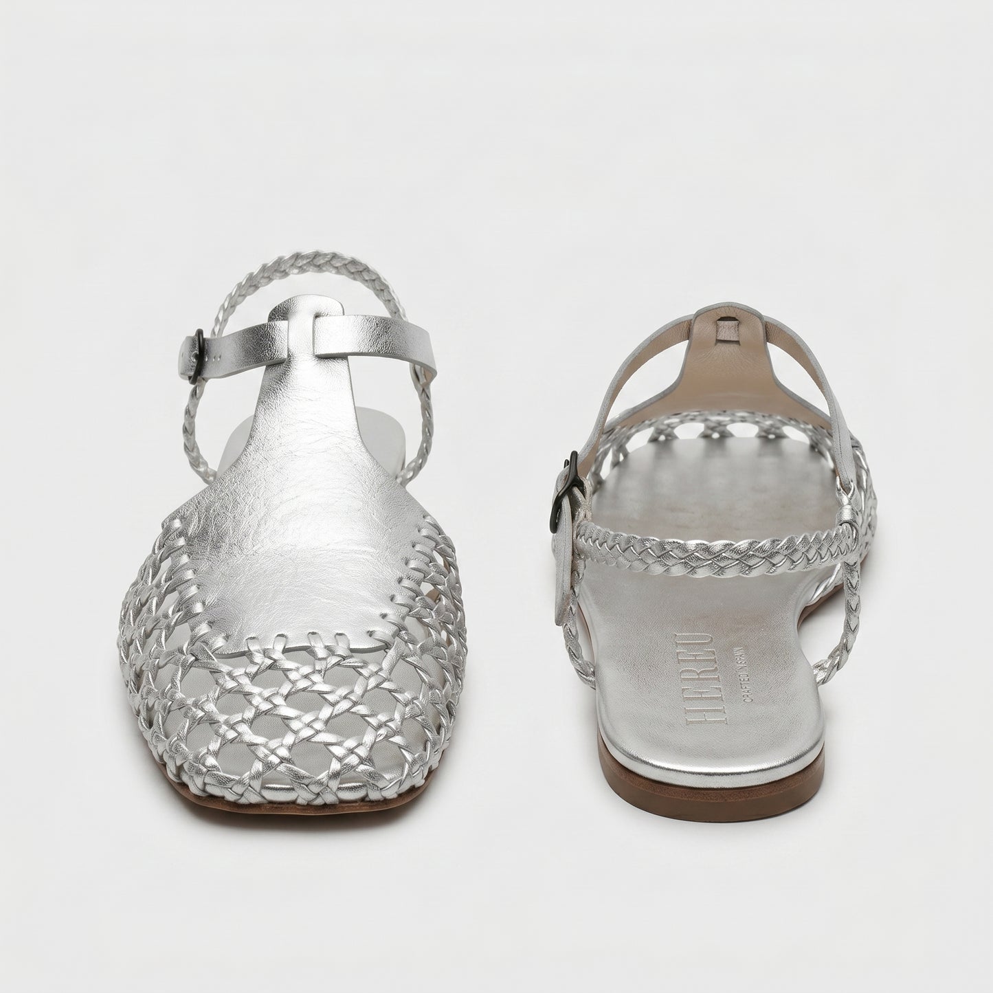 Metallic Braided Leather Sandals